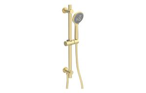 Aura Round Riser Rail Kit w/Elbow & 3 Mode Handset - Brushed Brass